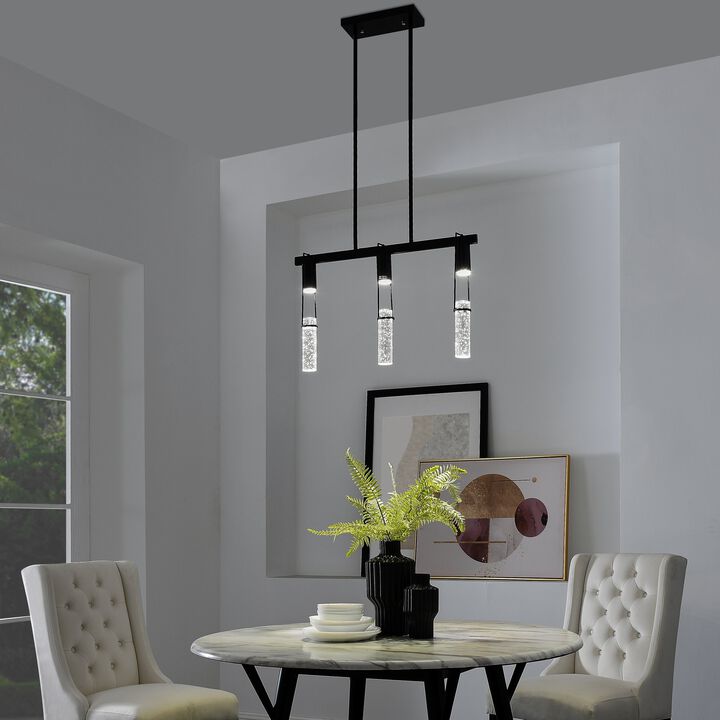 Harmony Chandelier Matte Black Metal and Acrylic 3 LED Lights Dimmable