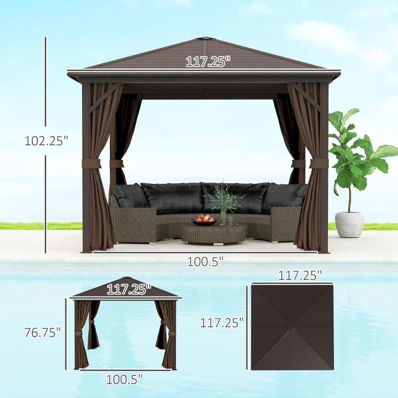 Hivvago 10x10 Permanent Hardtop Gazebo Aluminum Frame image number 2