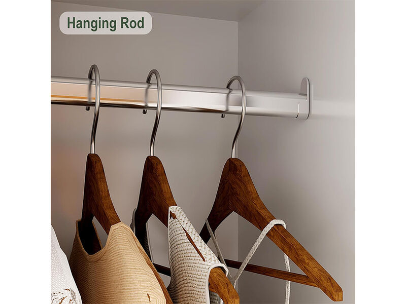 Tall Armoire Wardrobe Closet, Bedroom Armoires with Mirror, Wardrobe Cabinet with Drawers, Hanging Rod and Storage Cabinet ,White for Bedroom