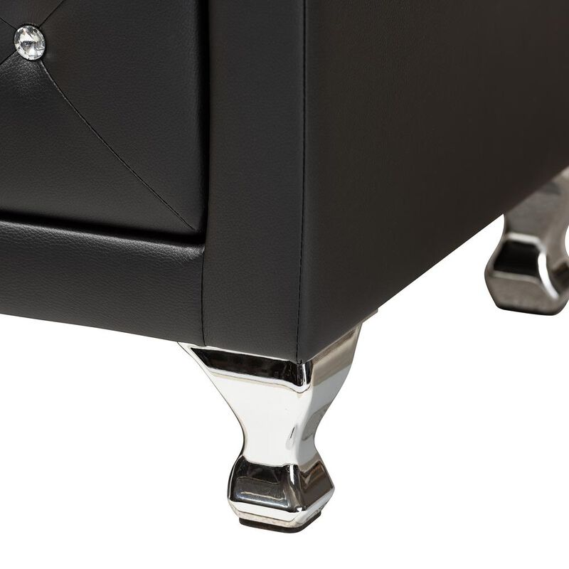 Baxton Studio Luminescence Black Faux Leather Upholstered Dresser