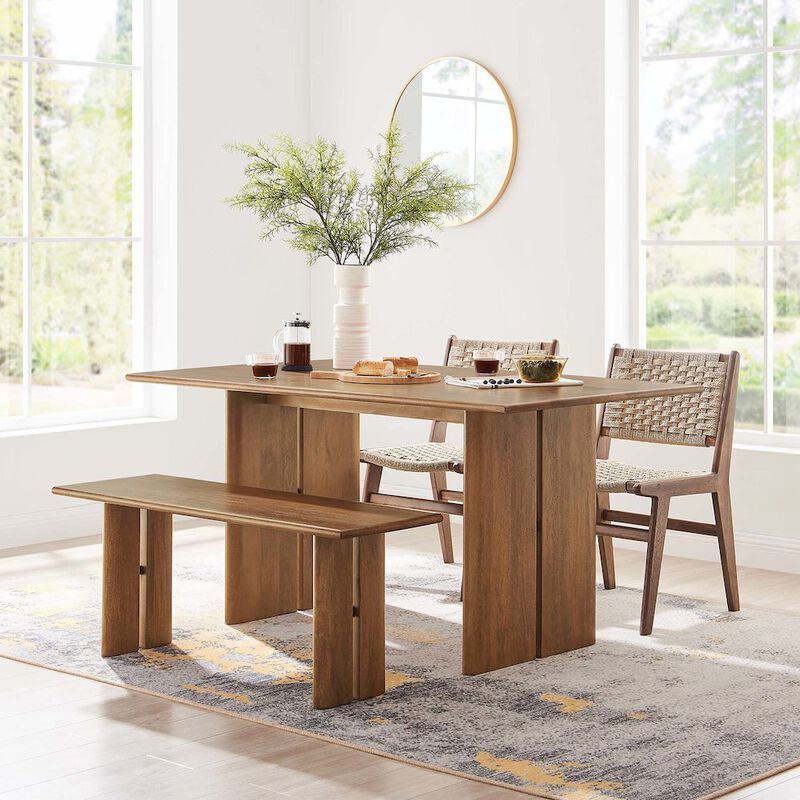 Modway Amistad 60 Wood Dining Table and Bench Set
