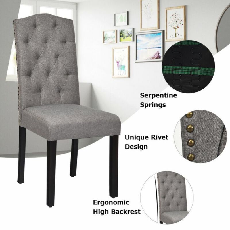 Hivvago Set of 2 Modern Tufted Dining Chairs with Padded Seat