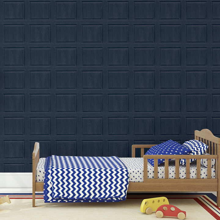 Bellamy Navy Wooden Panel Wallpaper