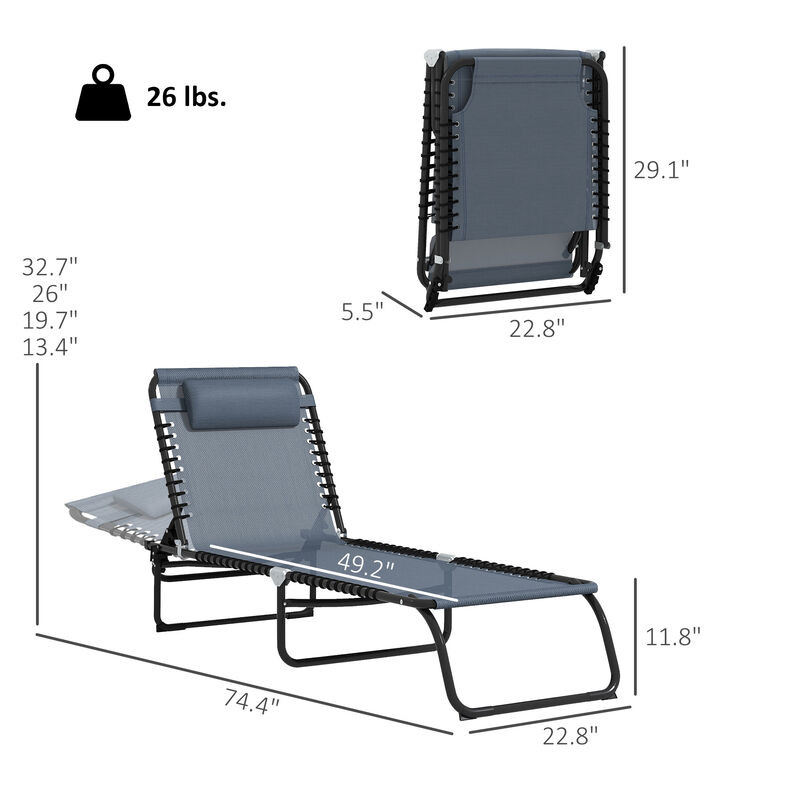 Hivvago 2 Adjustable Folding Chaise Lounge Chairs image number 2