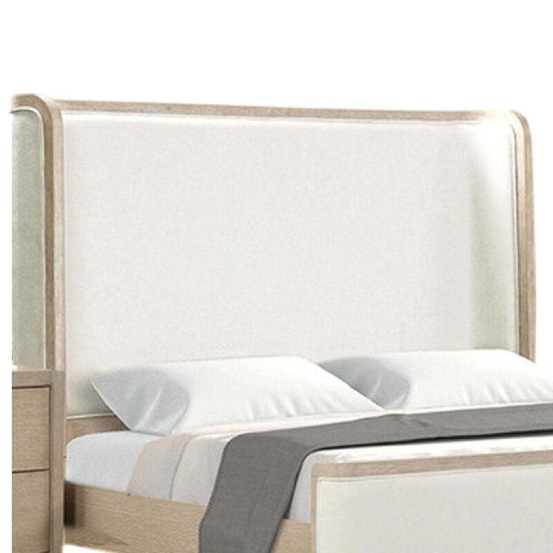 Queen Bedroom Set, Natural Oak Brown, White Wood, 2 Piece Set with Nightstand image number 3