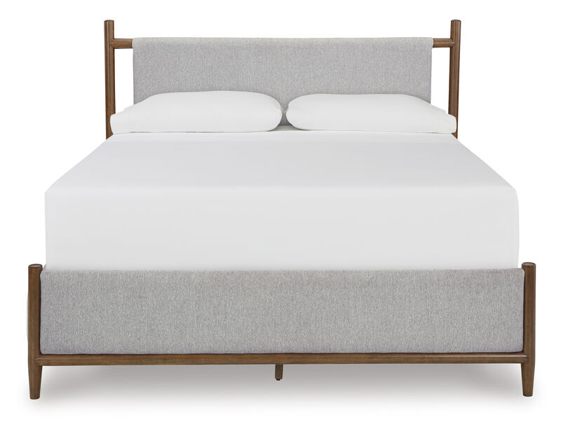 Ashley|Lyncott Gray/brown Bedroom|Lyncott Queen Uph Panel Bed|Queen Size Beds