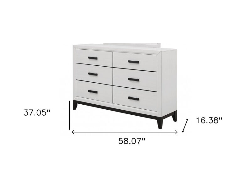 Wooden Double Dresser with Six Drawers for Organized Storage
