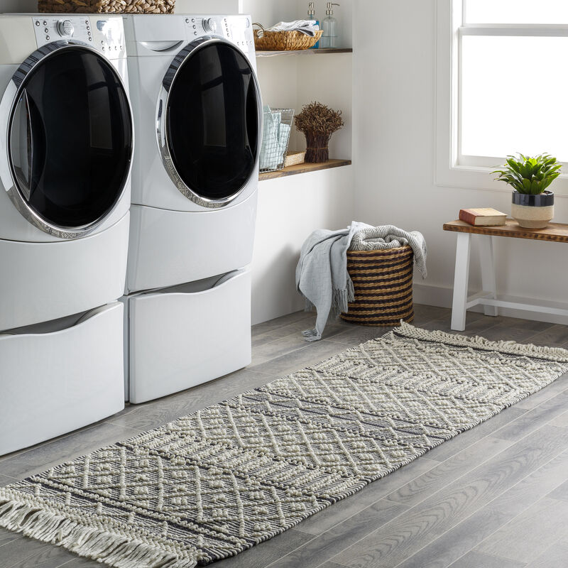 Farmhouse Tassels FTS-2300 2'6' x 8' Black Rug image number 1