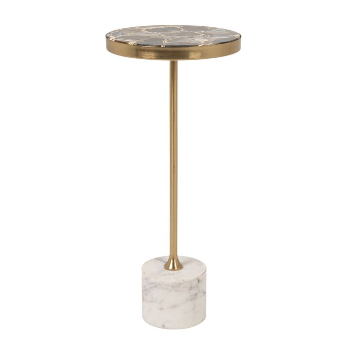 Round Marble Accent Table with Agate Top
