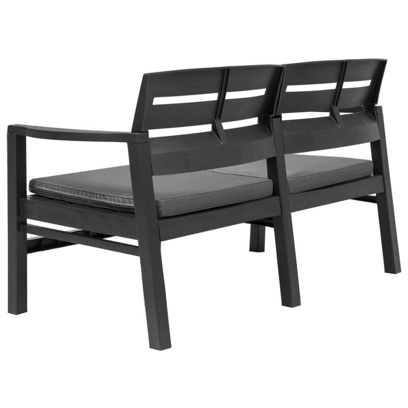 vidaXL 2-Seater Garden Bench with Cushions 52.4" Plastic Anthracite