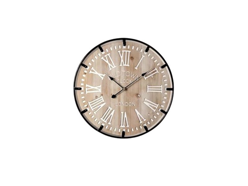 Farmhouse Metal Circle Wood Bedrooms Wall Clock 24 Inch Silent Battery Operated image number 0