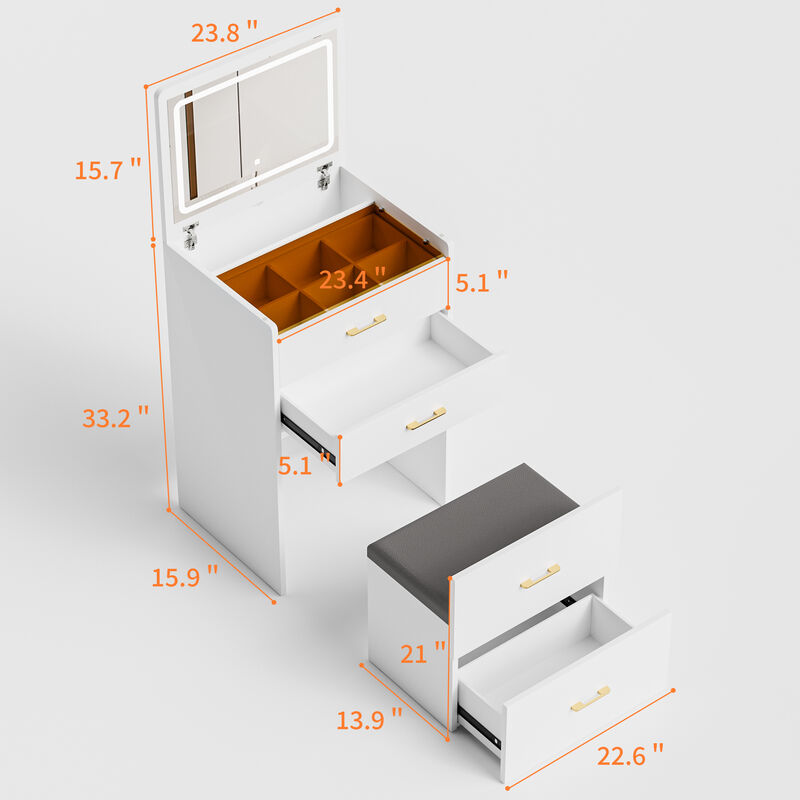 Relvap Vanity Desk with open Top Mirror image number 7