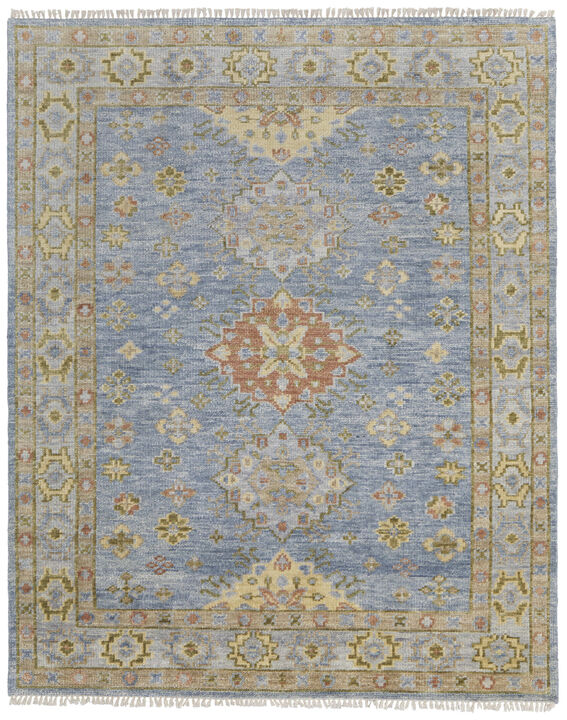 HomeRoots Wool Geometric Hand Knotted Area Rug With Fringe