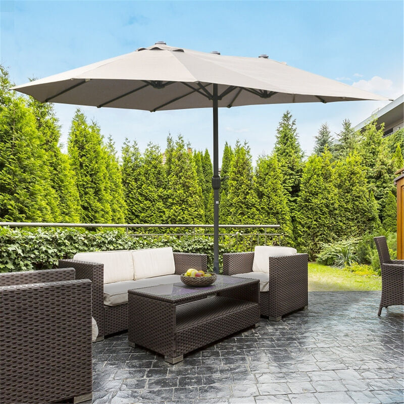 Double-Sided Outdoor Market Umbrella for Beach, Patio, or Garden Shade image number 1