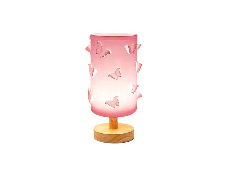 Dimmable 3 Color Princess Wood Butterfly Table Lamp For Living Room Bedroom Pink