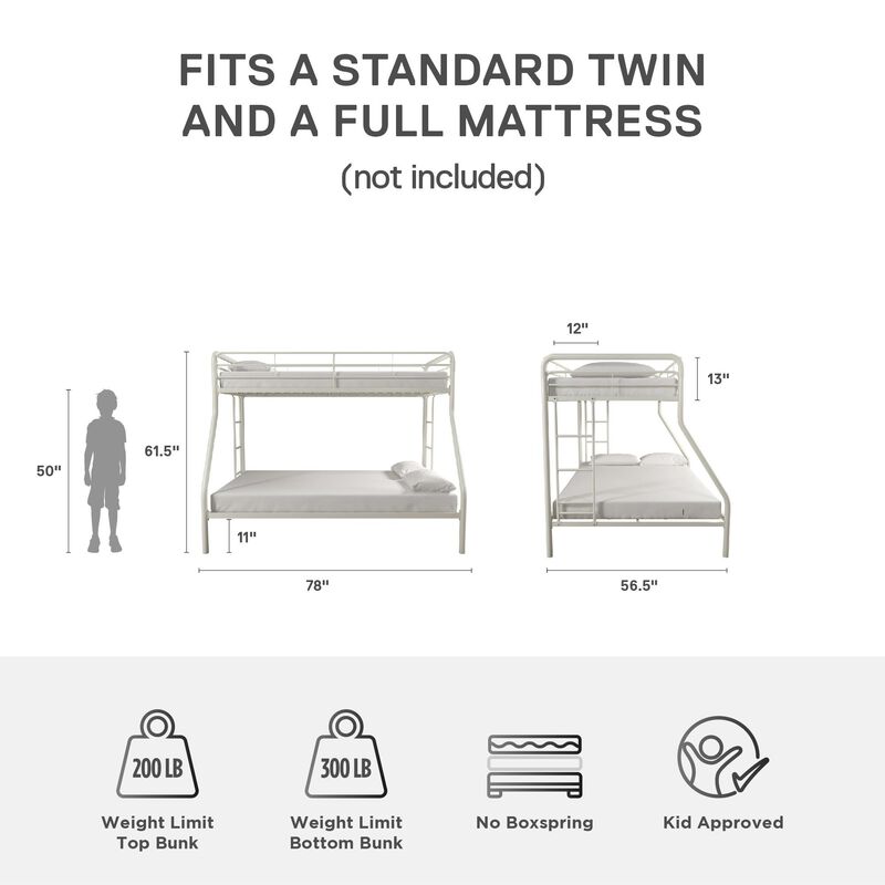 Cassia Twin over Full Metal Bunk Bed
