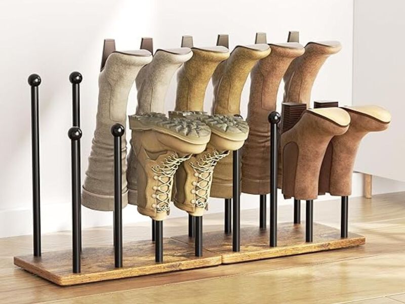 Metal Shoe Organizer 8 Pair Boot Rack Tall 16 4 Foot Standing image number 1