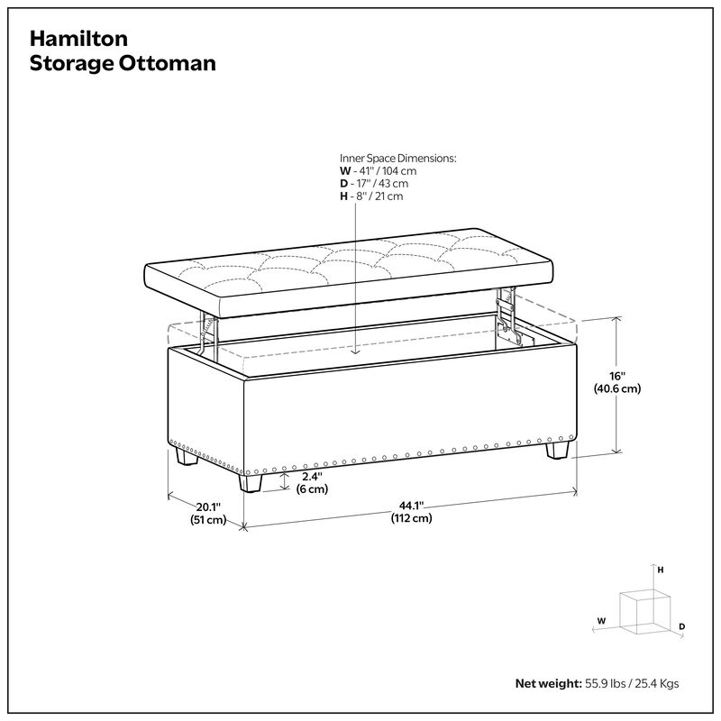 Hamilton Lift Top Rectangular Storage Ottoman in Tanners Brown Faux Leather image number 7