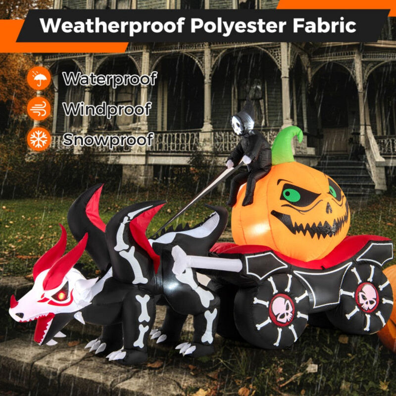 Halloween Inflatable LED Lighted Carriage Ghost Carriage with Skeleton Dragon and Pumpkin image number 5