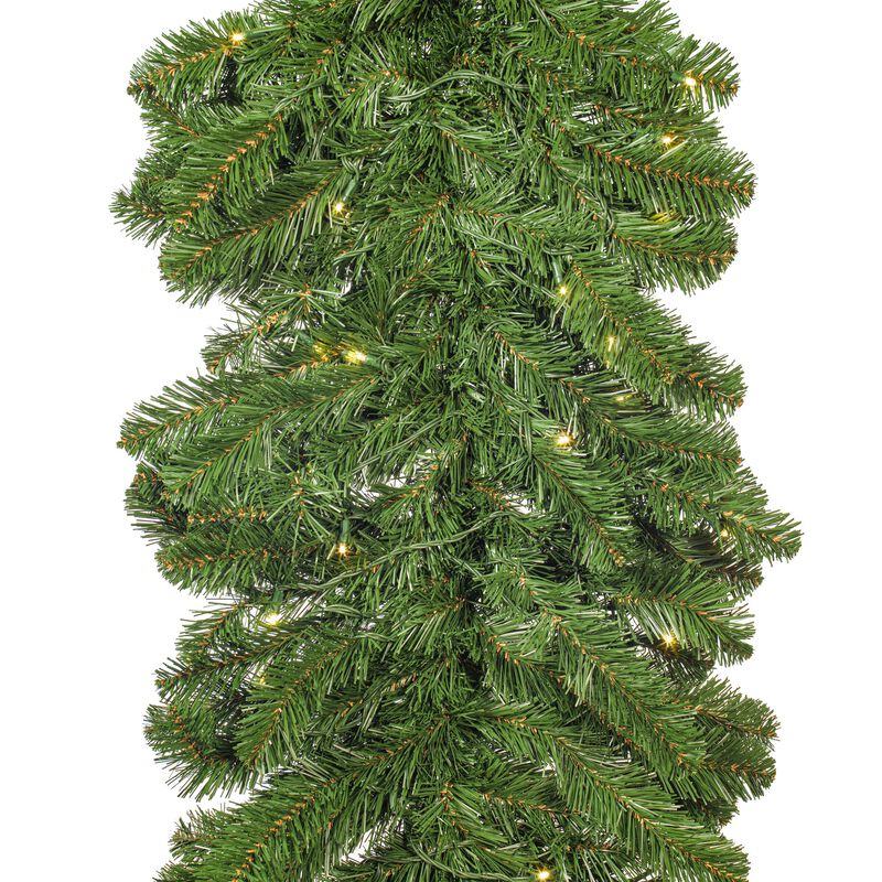 Vickerman 9' Oregon Fir Artificial Christmas Garland, Warm White Single Mold LED Wide Angle Lights - Faux Fir Christmas Garland - Indoor or Outdoor Garland image number 2