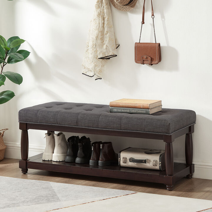 Resort Linen Solid Wood Bench