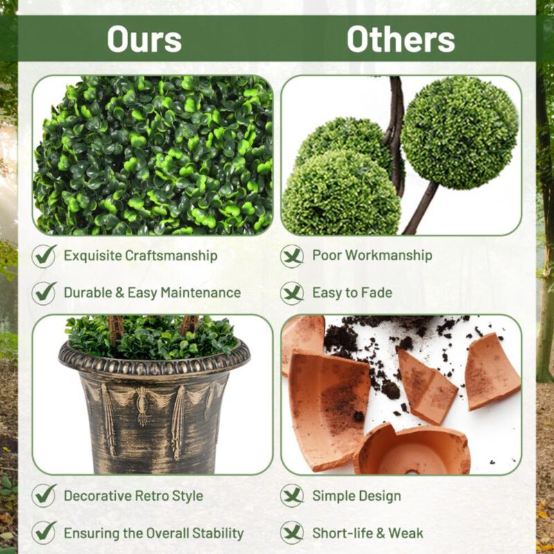 Hivvago 30 Inch Artificial Topiary Triple Ball Tree Indoor and Outdoor UV Protection