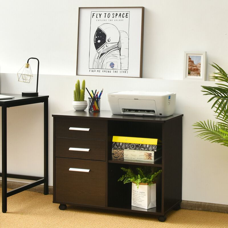 3-Drawer Mobile Lateral File Cabinet Printer Stand image number 2