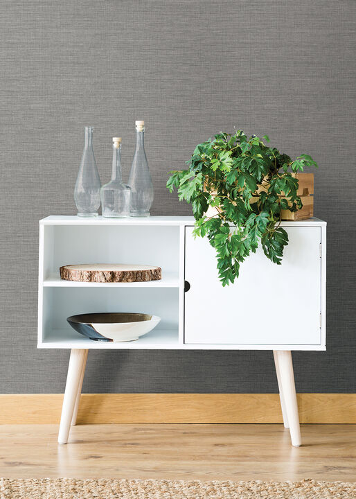 Essence Grey Linen Texture Wallpaper (Set of 2)
