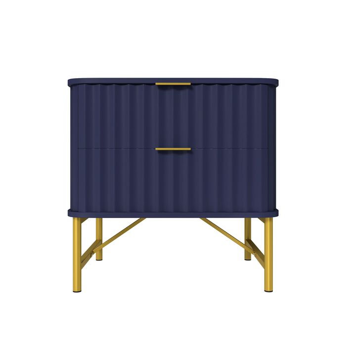 2-Drawer Nightstand with Metal Base