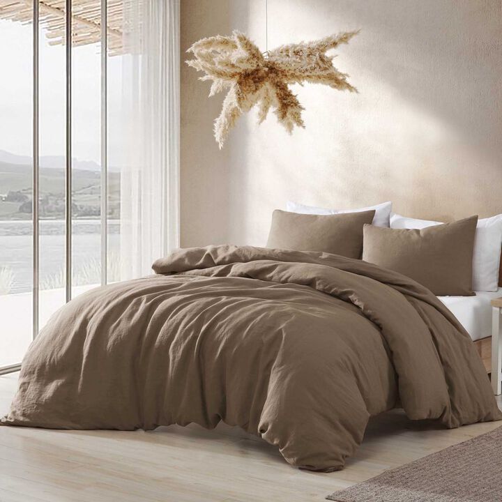 Mushroom Washed Linen 3 pc Twin