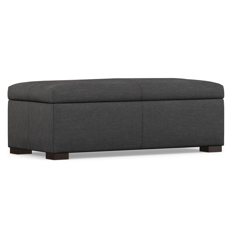 Gabbie 48 inch Wide Contemporary Rectangle Rectangular Storage Ottoman in Slate Grey Polyester Linen, Assembled image number 7