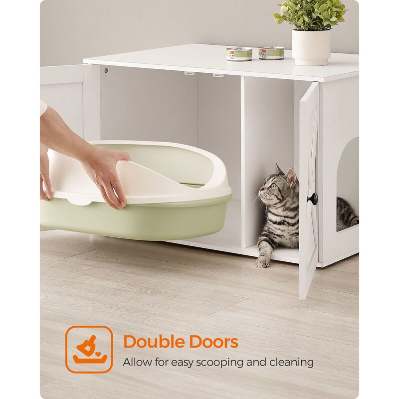 Cat Washroom Cabinet - Hidden Litter Box Enclosure with Wooden Doors