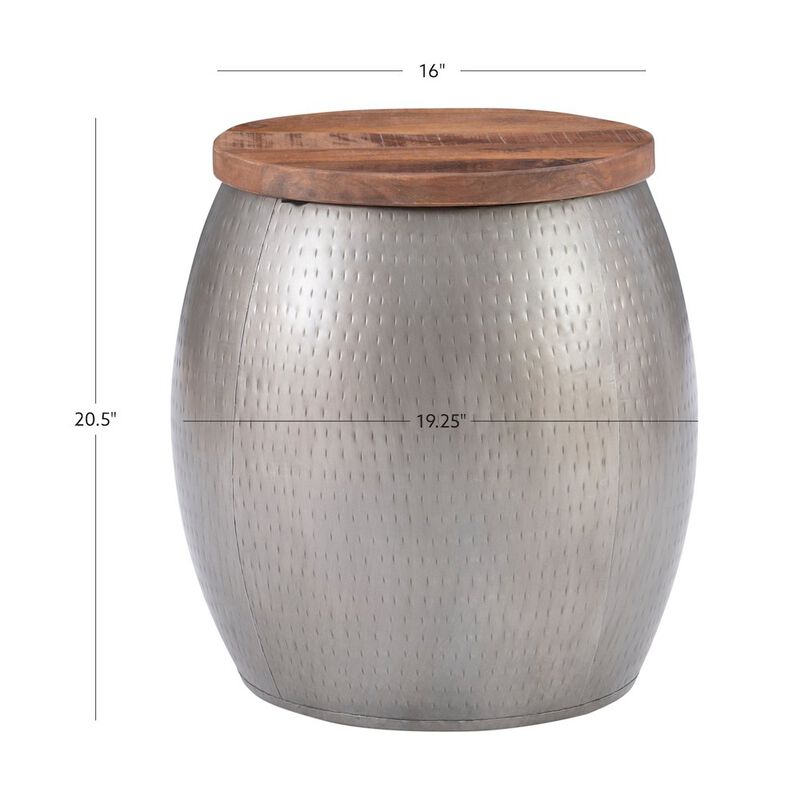 Linon Royce Drum Side Table With Storage Pewter image number 6
