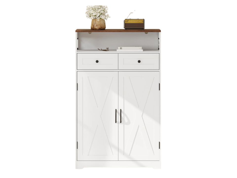 Slim Entryway Shoe Storage Cabinet Adjustable Shelves White