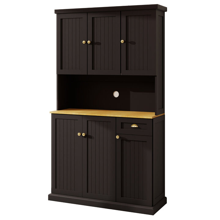 Wood 39.76 in. Pantry Cabinet with Adjustable Shelves
