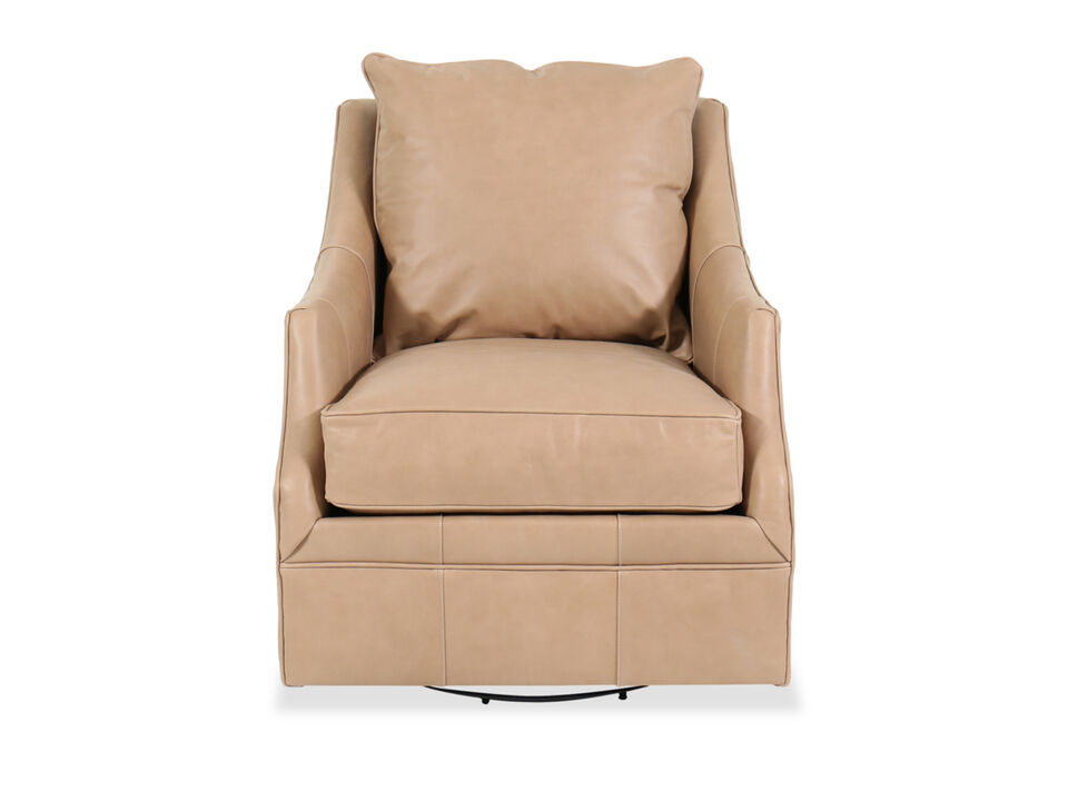 Kara Leather Swivel Chair in Brown