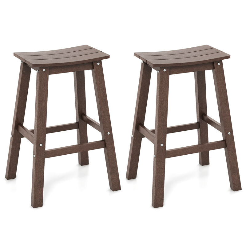 HDPE Armless Patio Bar Stools Set – Saddle Seat Outdoor Counter Chairs