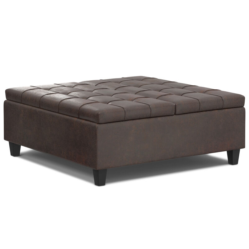 Simpli Home Harrison Large Square Coffee Table Storage Ottoman image number 0