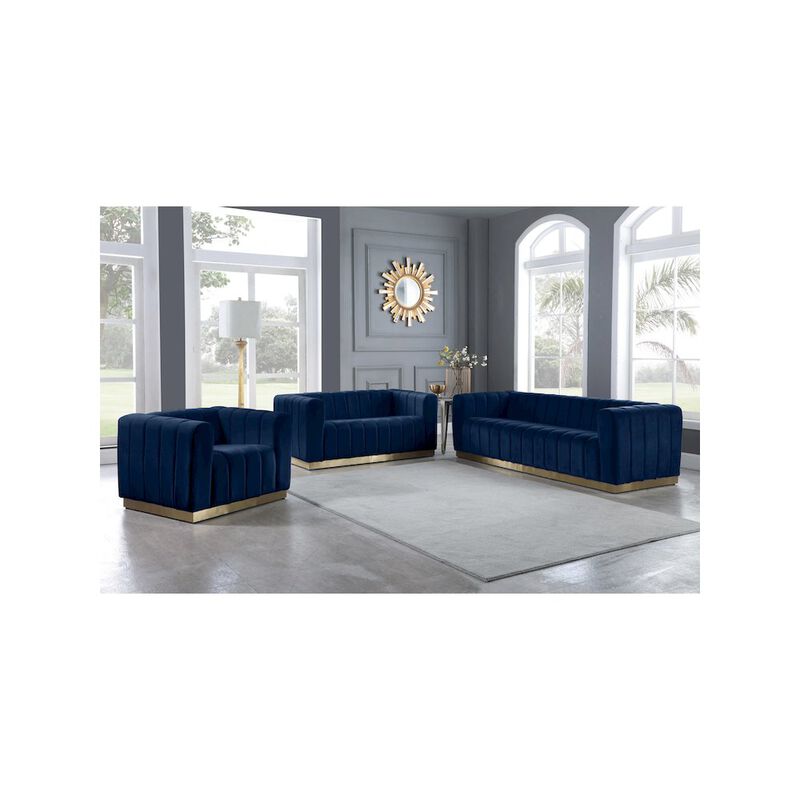 Meridian Furniture Marlon Navy Velvet Sofa