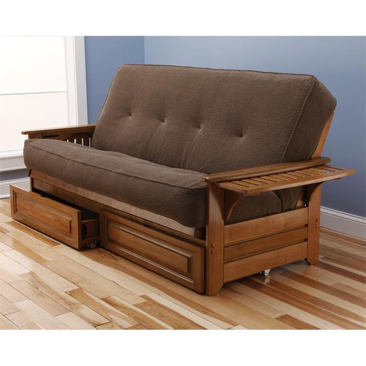 Phoenix Frame-Barbados Finish-Marmont Mocha Mattress-Storage Drawers