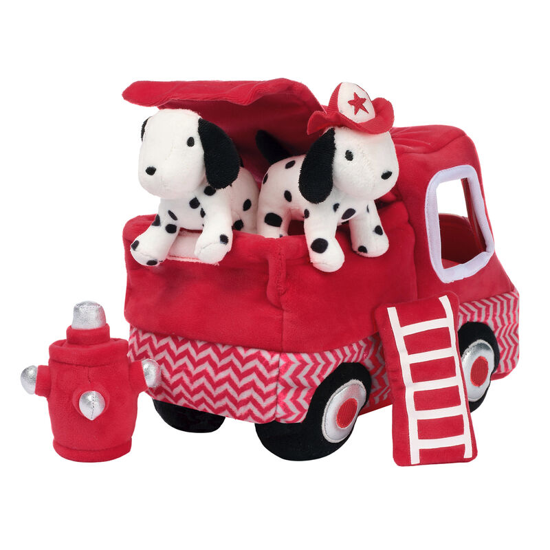 Lambs & Ivy Fire Truck 5pc Developmental Plush Soft Toy Interactive Play Set
