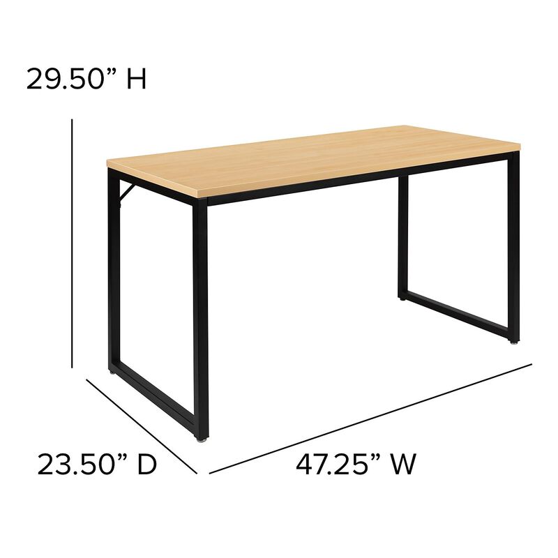 Flash Furniture Tiverton Industrial Modern Desk - Commercial Grade Office Computer Desk and Home Office Desk - 47" Long (Maple/Black)