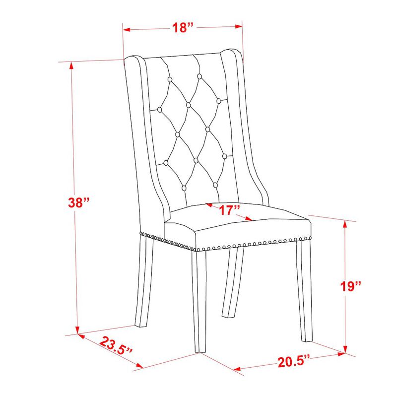 FOP8T18 Mid Century Dining Chairs - Brown Linen Fabric Parson Dining Chairs and Button Tufted Back with Antique Walnut Rubber Wood Legs - Modern Dining Chairs Set of 2 - Set of 2