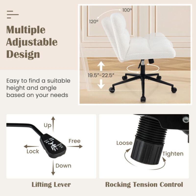 Hivvago Cross Legged Chair with Wheels with Padded Seat Adjustable Height for Bedroom Study