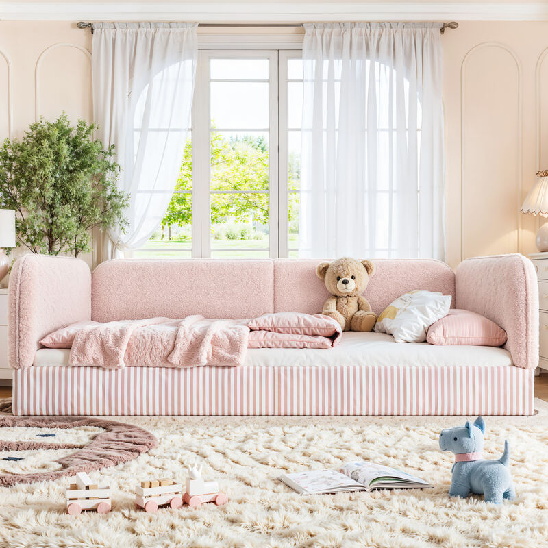 Hemzas Teddy Boucl&eacute; Upholstered Kids Daybed Frame image number 2