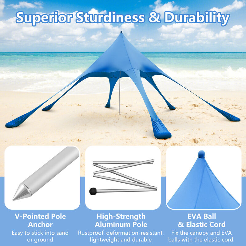 Beach Canopy Tent with UPF50+ Sun Protection and Shovel