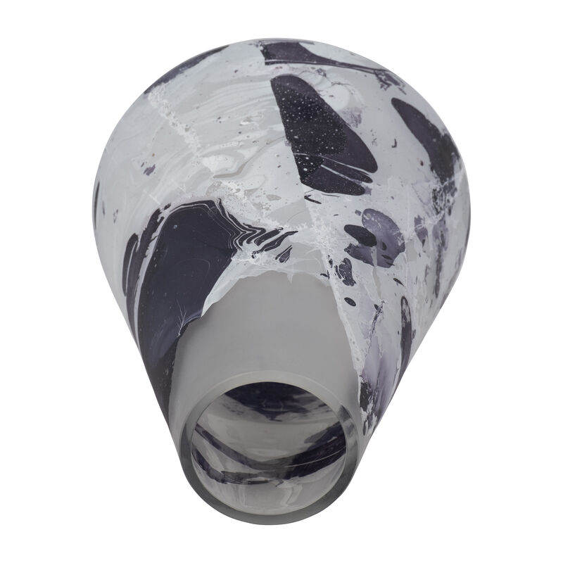 Glass, 11" Fog Shadow Vase, White image number 4