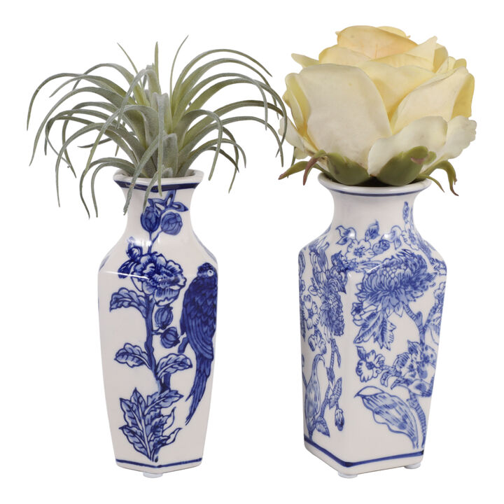 S/2 6x3" Chinoiserie Bud Vases