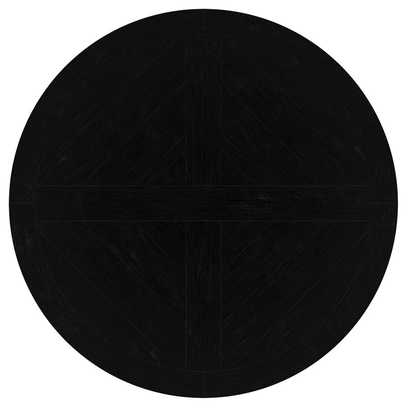 Som Dining Table with Pedestal Base, Antique Style Black 60 Inch Round - Benzara