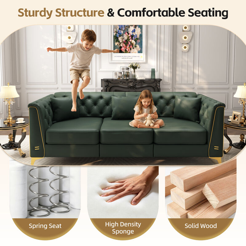 Wotvo 81.5" 3-Seater Modular Chesterfield Sofa image number 6